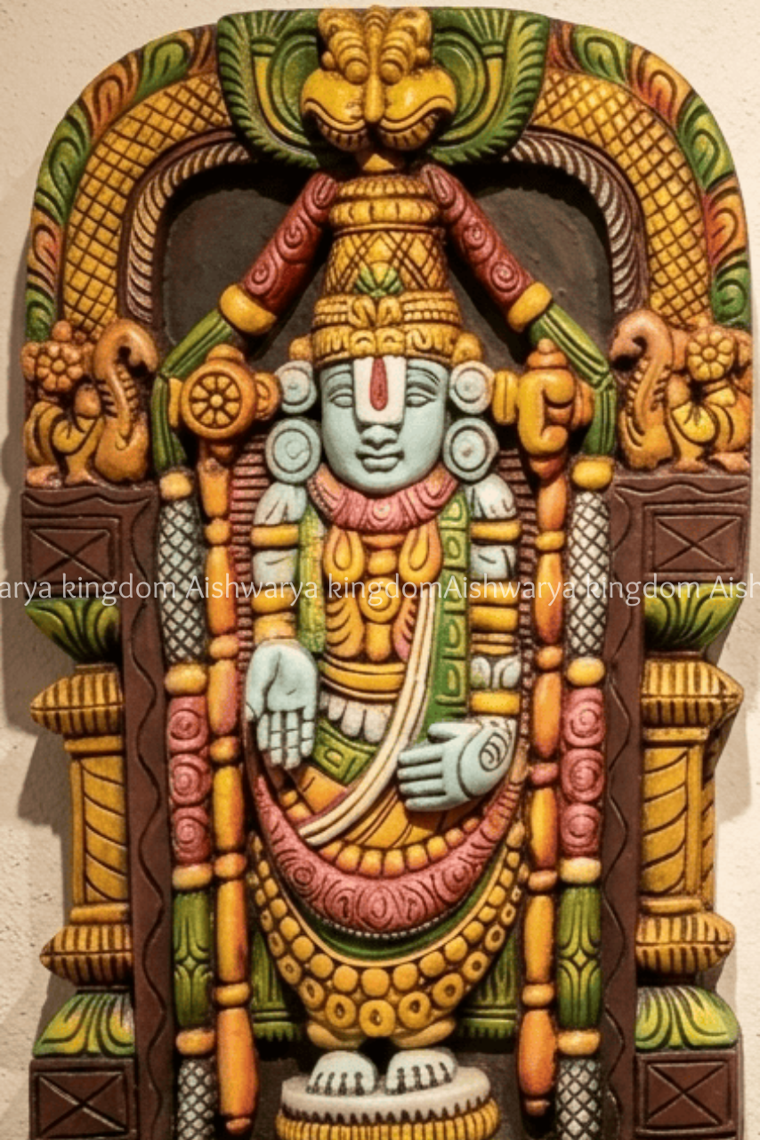 Wooden Handcrafted Thirupathi Balaji Wall Panel – Home Decor