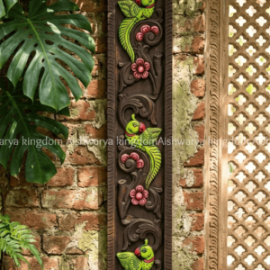 Wooden Handcrafted Parrot Vertical Panel Wall Mount – Home Decor