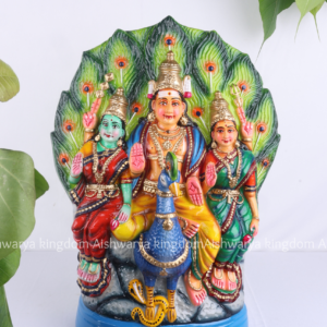 Murugan Valli Deivanai with Mayil 16 Inch Paper Mache Idol