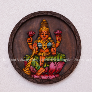 Wooden Handcrafted Carved Lakshmi Wall Plate – Home Decor