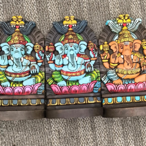 Wooden Handcrafted Yazhi Ganesha with Slab Wall Mount – Home Decor