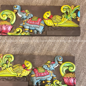Wooden Handcrafted Parrot with Elephant Lotus Wall Mount – Home Decor