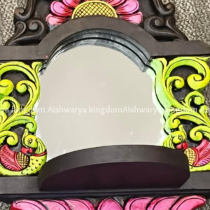Wooden Handcrafted Parrot with Lotus Kodi Mirror Wall Mount – Home Decor
