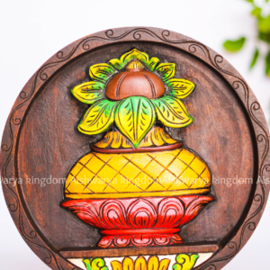 Wooden Handcrafted Carved Kalasam Wall Plate – Home Decor