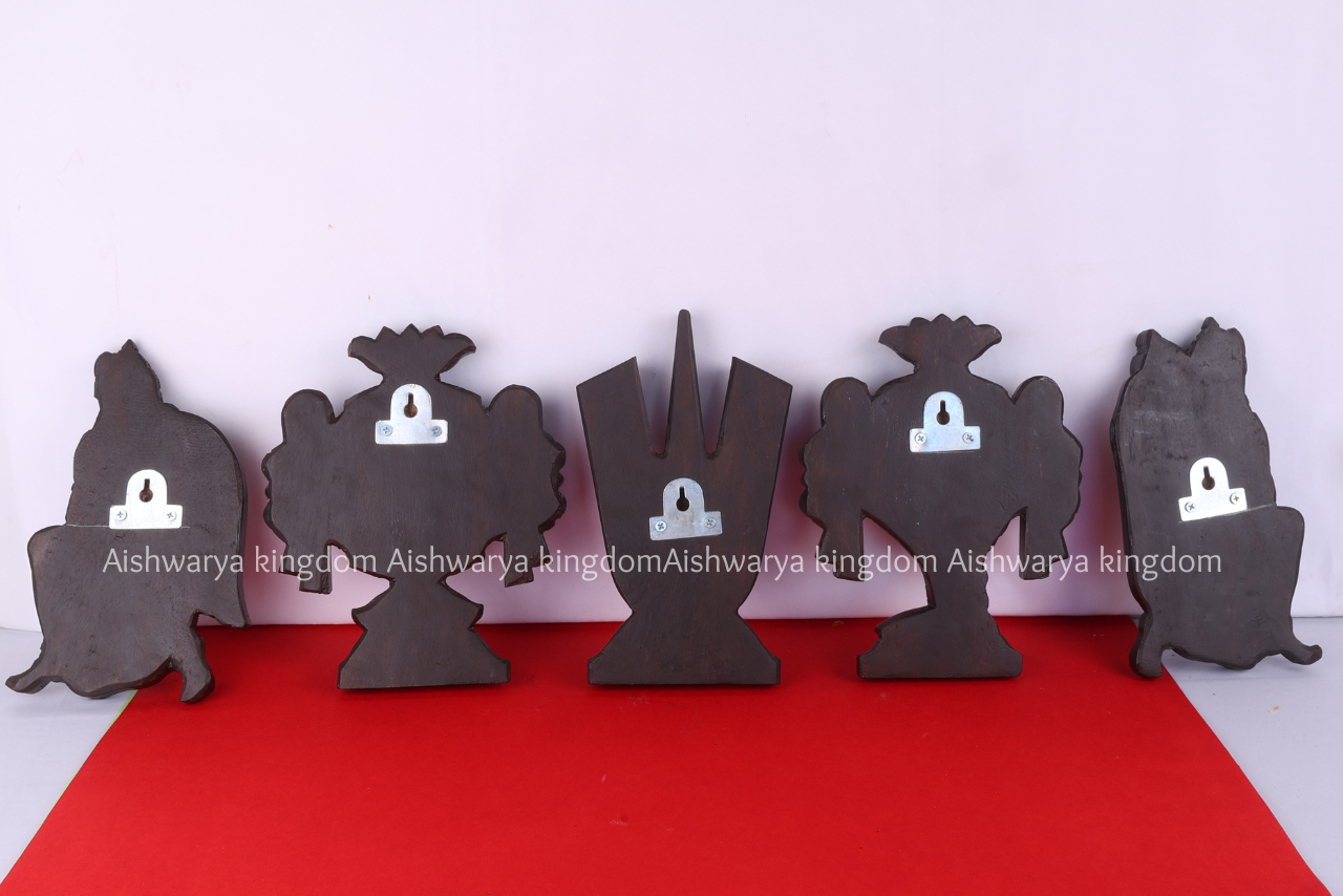 Wooden Handcrafted Namam Sangu Chakram Hanuman Garudan Wall Mount – Home Decor