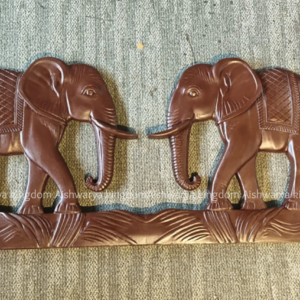 Wooden Handcrafted Double Elephant Wall Panel – Home Decor