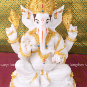 White Sitting Ganesh Statue - Marble Dust