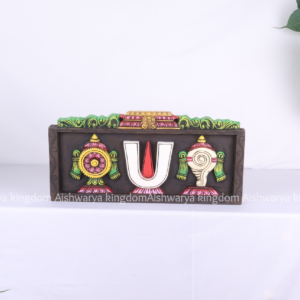 Wooden Handcrafted U Namam with Temple Beeding Painted Panel