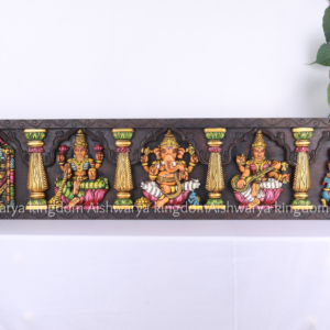 Wooden Handcrafted 5 God Panel with Painted Beeding