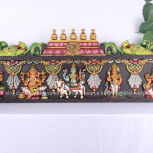 Wooden Handcrafted 5 God Panel Parrot Temple Beeding (Rishabhavaganam)