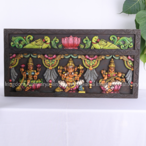 Wooden Handcrafted 3 God Panel with Parrot Beeding Painted