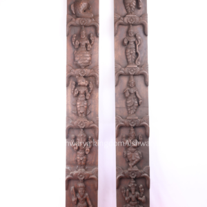 Wooden Handcrafted Dasavatharam Vertical Panel with Temple Beeding Polish