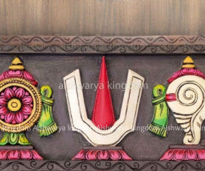 Wooden Handcrafted V Namam with Beeding Panel Painted