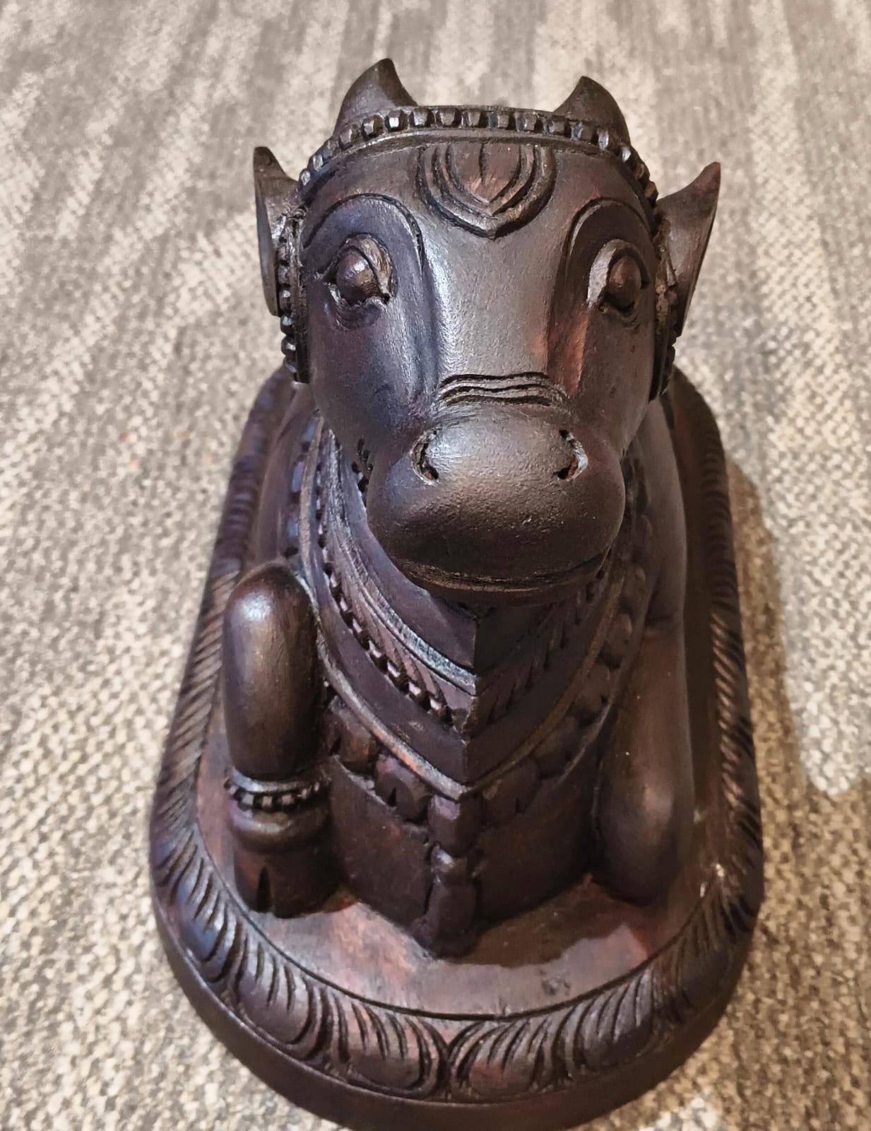 Wooden Nandi Statue Handcrafted