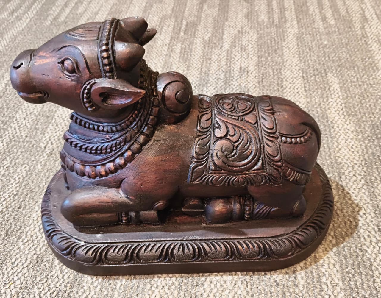 Wooden Nandi Statue Handcrafted