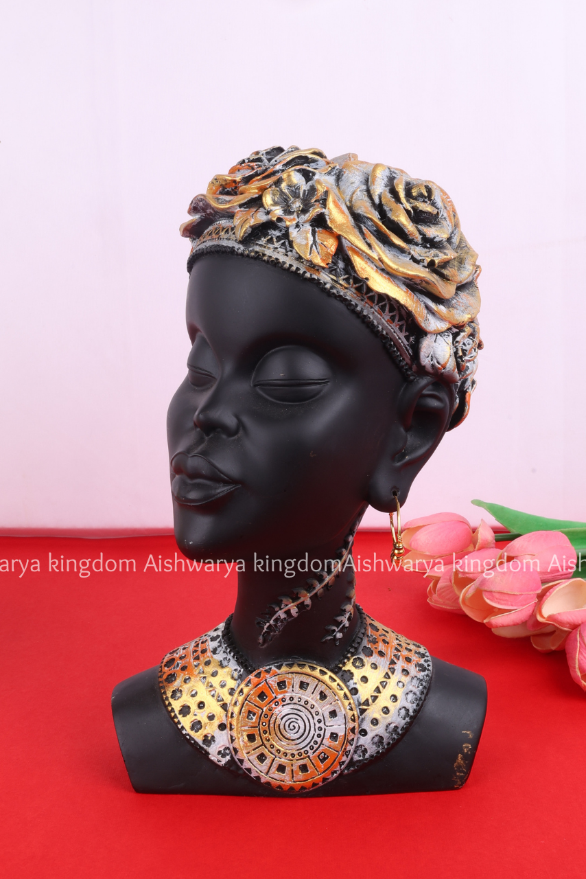 Handmade Terracotta African Lady Head Statue