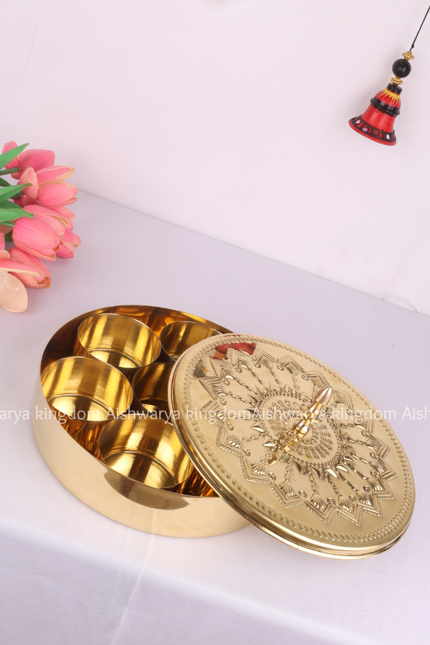Brass Round Masala Box