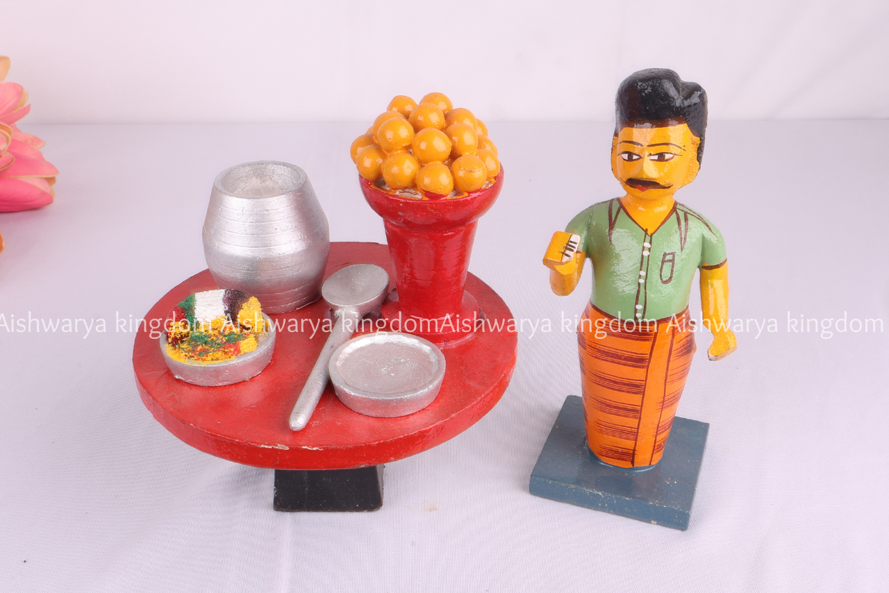 Handcrafted Wooden Pani Puri Vendor Etikoppaka Toy
