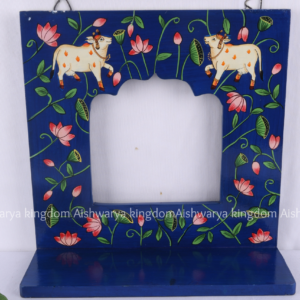Wooden Hand Painted Blue Pichwai Jharokha Shelf | Traditional Decorative Shelf