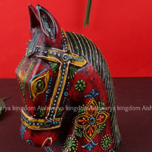 Handicraft Multicolor Painted Wooden Horse Head | Decorative Wall & Table Decor