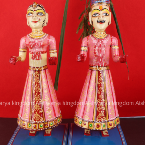 Hand Crafted Painted Couple Wooden Statues | Wooden Decor
