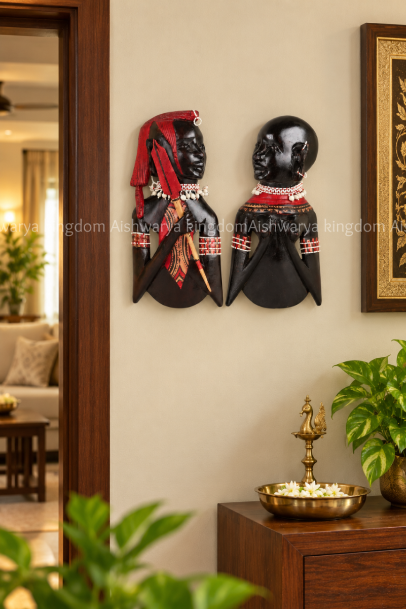 Hand Made African Art Traditional Wooden Tribal Couple | Decorative Tribal Statue