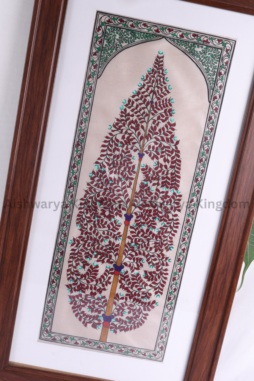 Pattachitra red Leaf Frame 22 Inch