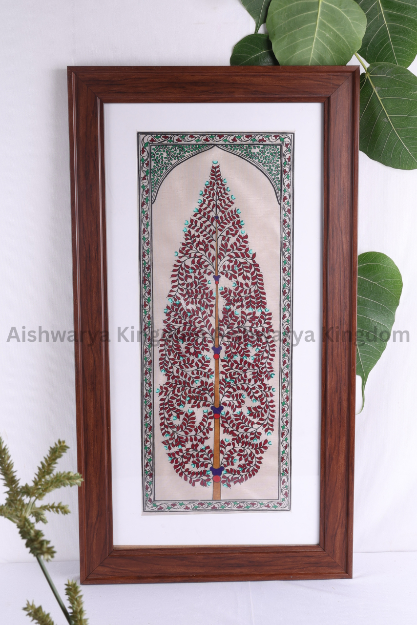 Pattachitra red Leaf Frame 22 Inch