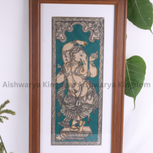 Pattachitra Frame Green Dancing Ganesha Frame 22 Inch