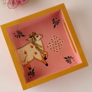 Hand painted pichwai cow Tray