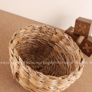 Natural Fiber Round Basket | Handmade Woven Basket
