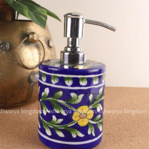 Blue Pottery Soap Dispenser | Handmade Bathroom Decor