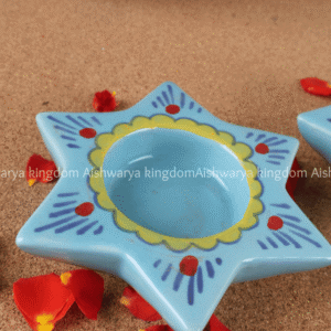 Star Shaped Blue Pottery Diya | Handmade Diya