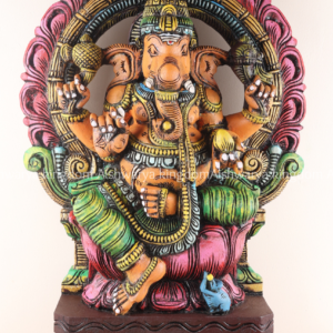 Yazhi with Temple Arch Wooden Ganesha | Handmade