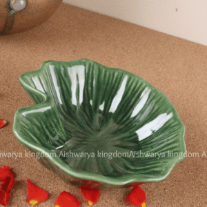 Green Ceramic Leaf Bowl | Handmade Decorative Bowl