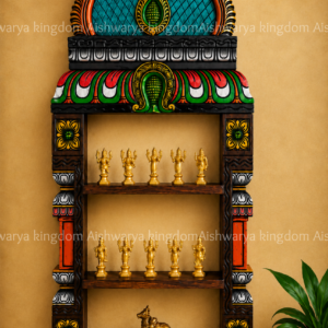 Miniature Wooden Gopuram Setup