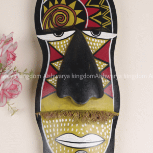 African Tribal Mask with Jute Mustache | Wall Decor