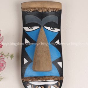 Blue Geometric Tribal Mask Wall Hanging | Handmade