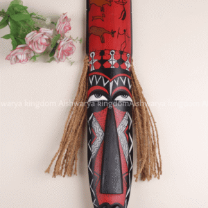 African Tribal Face Mask with Jute Hair | Wall Decor