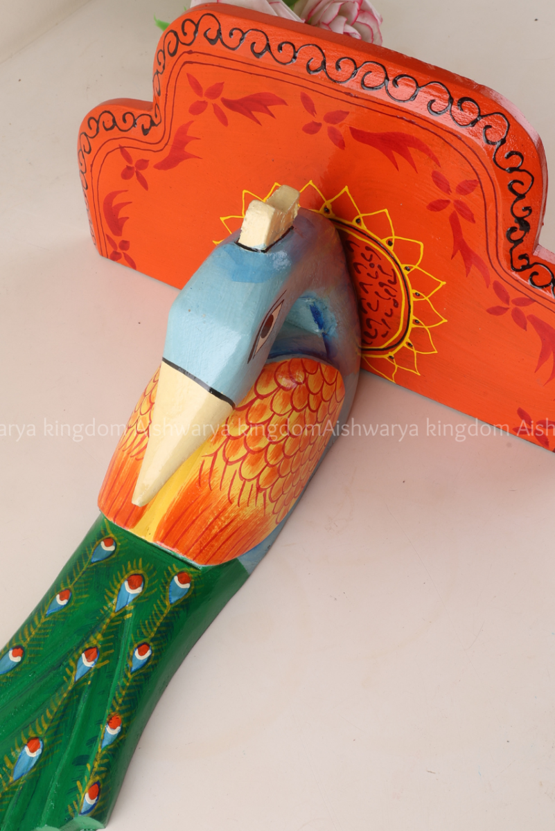Hand Painted Peacock Wall Shelf - Image 7