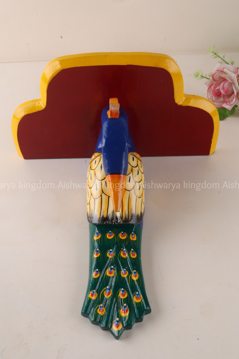 Hand Painted Peacock Wall Shelf