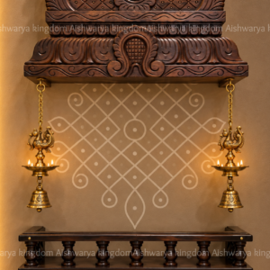 Wooden pooja room wall shelf carved design