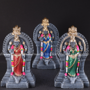 DurgaDevi golu doll paper mache in red, green and blue with temple arch design