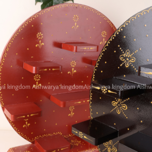 Wooden round display shelf hand-painted golu stand