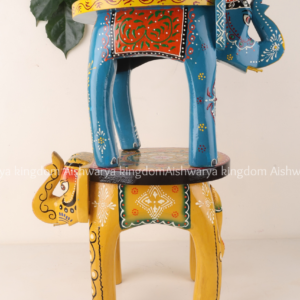 Wooden hand-painted elephant stool