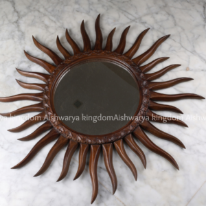 Wooden carved sunburst wall mirror