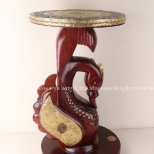 Wooden carved swan side table with brass work
