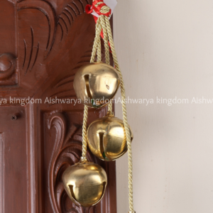 Brass jingle bells hanging handmade with gold cord
