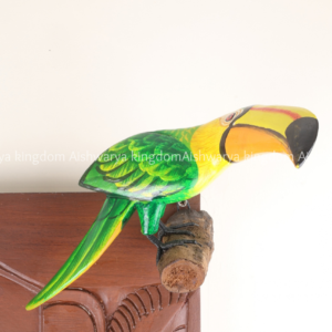 Wooden toucan bird wall mount hand carved green yellow