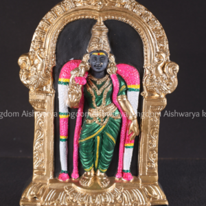 Meenakshi Amman golu doll paper mache with gold temple arch design
